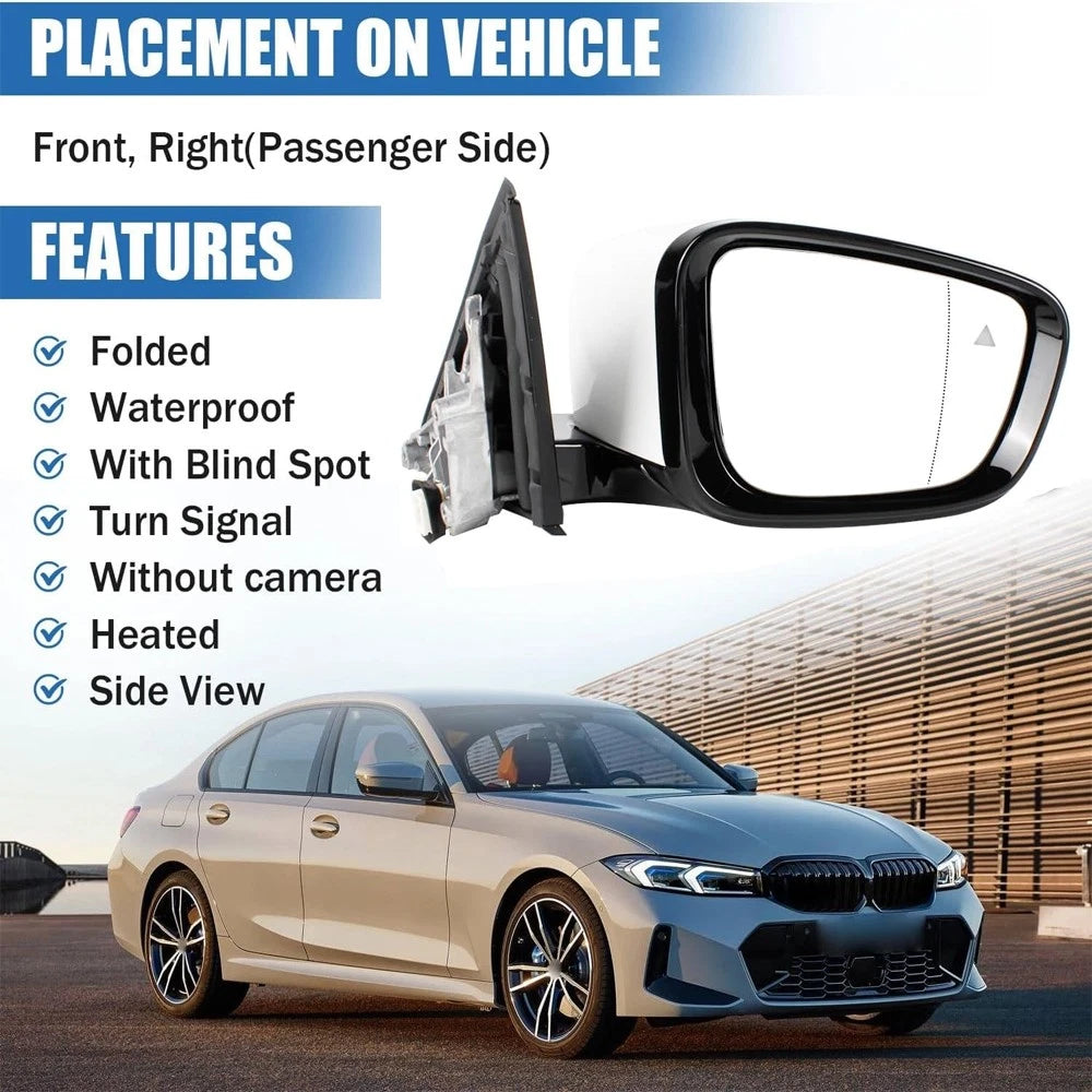 Passenger Side Mirror w/ Blind Spot for BMW 320i 330i 330e (2019–2023)