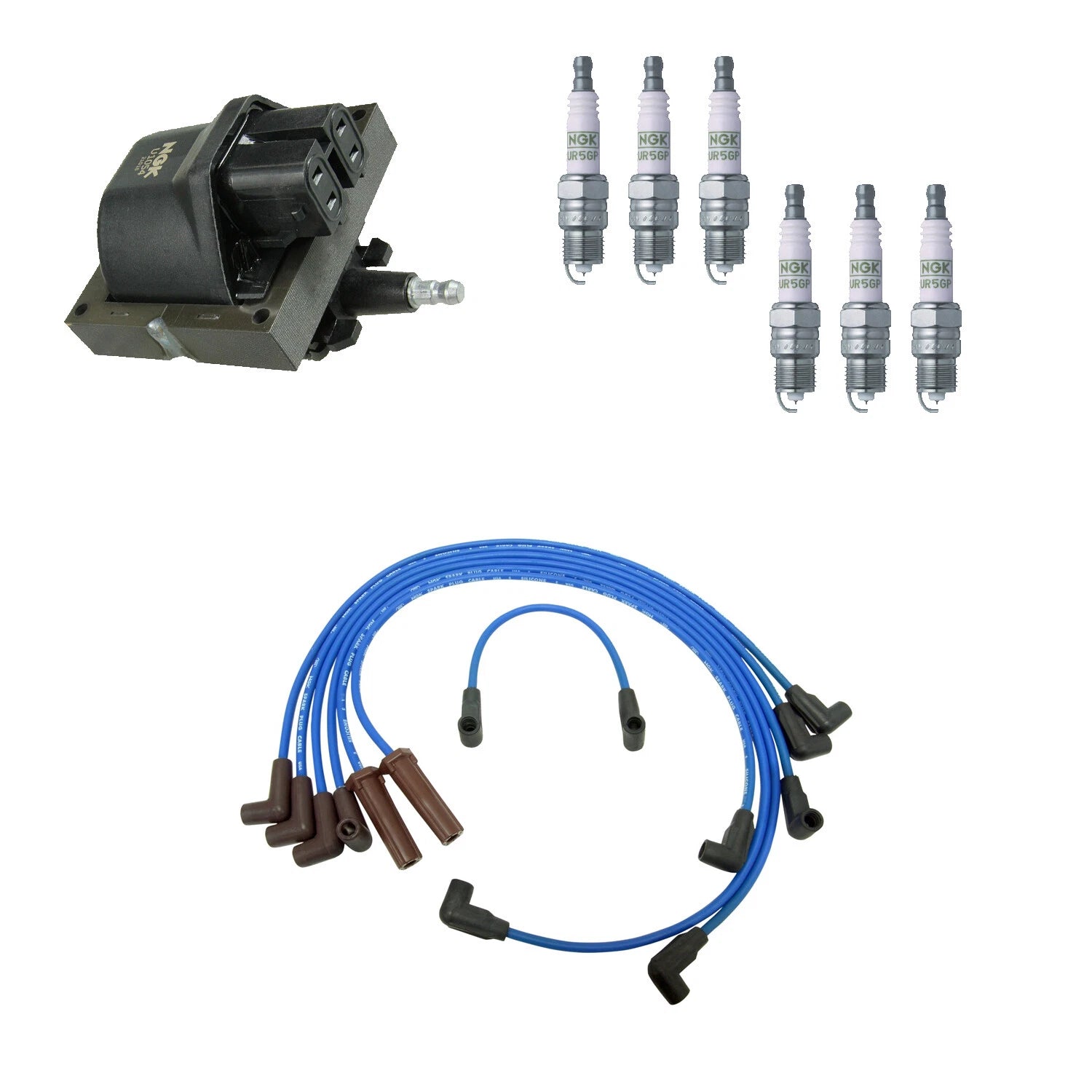 Set of 6 NGK Ignition Coil Wires & Platinum Spark Plugs for Bravada C2500 Safari V6 (1996–2005)