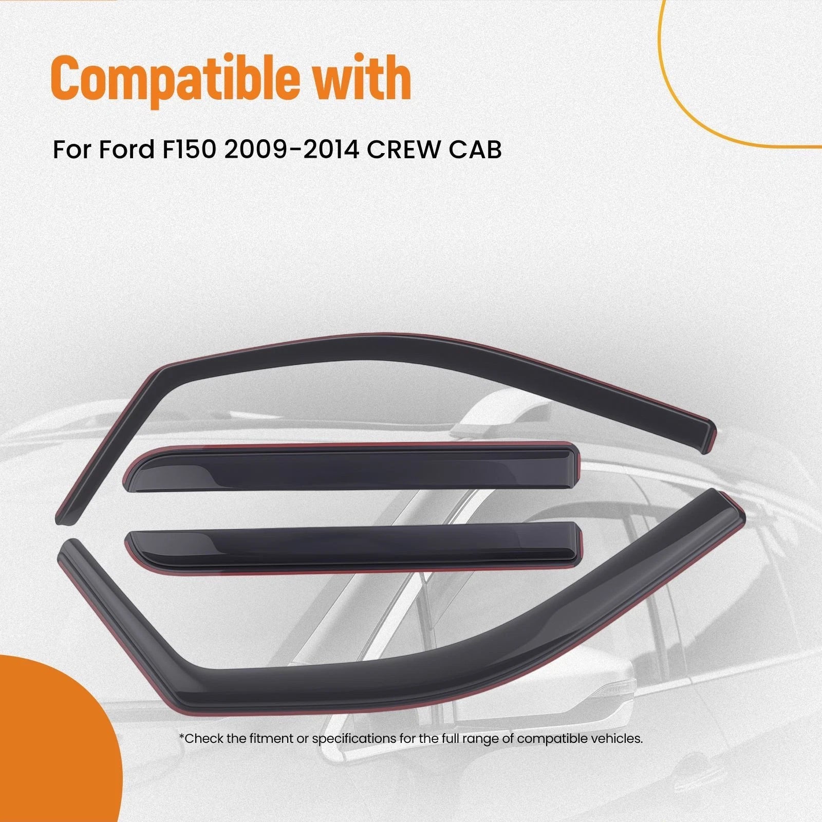 Set of 4 Side Window Guards for Ford F150 (2009–2014) Wind Deflectors