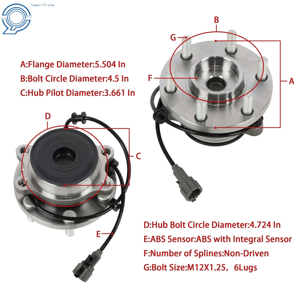 2WD Pair Front Wheel Hub Bearings for Nissan Pathfinder Frontier (2005–2012)