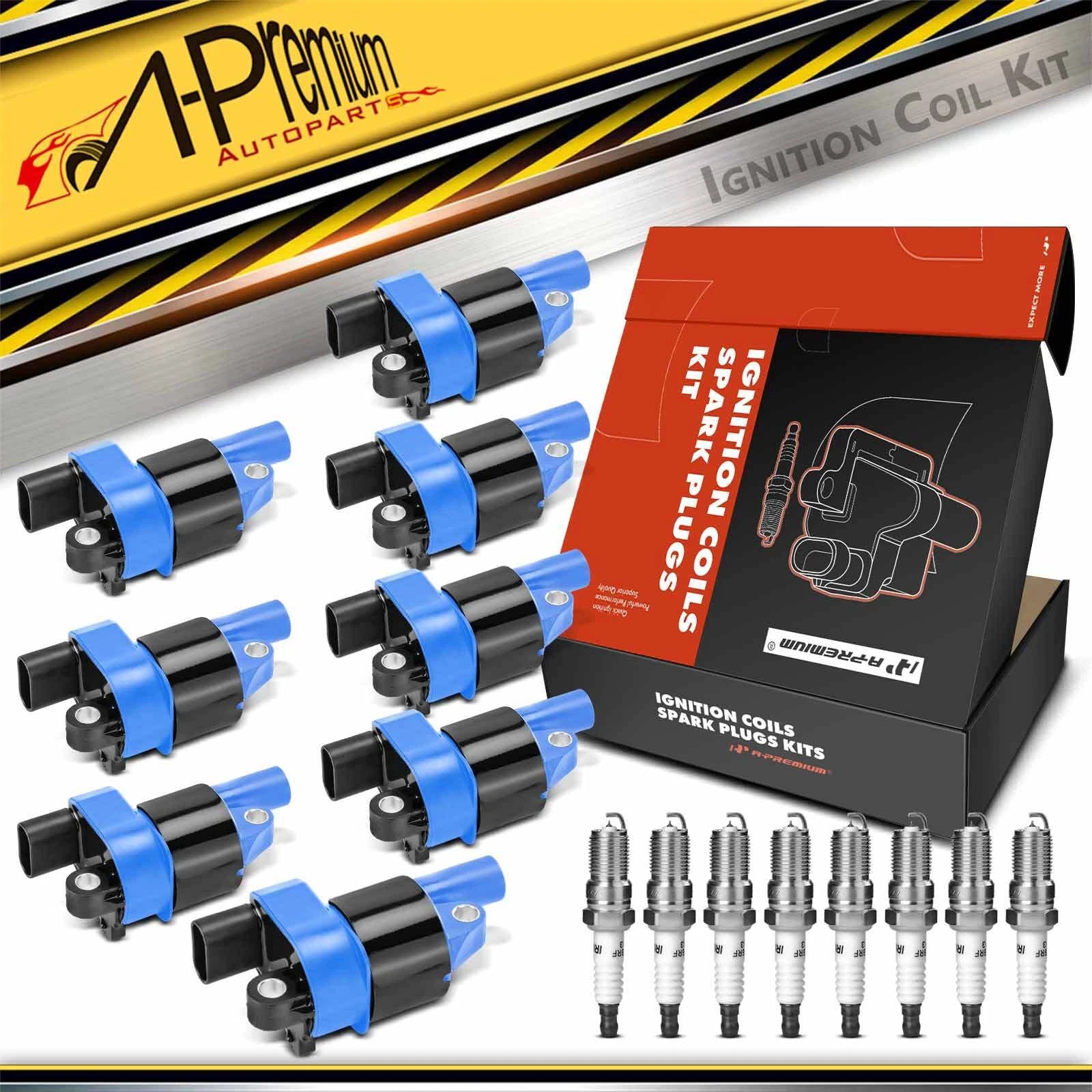 Set of 8 Ignition Coils & Iridium Spark Plugs for GMC Sierra Yukon