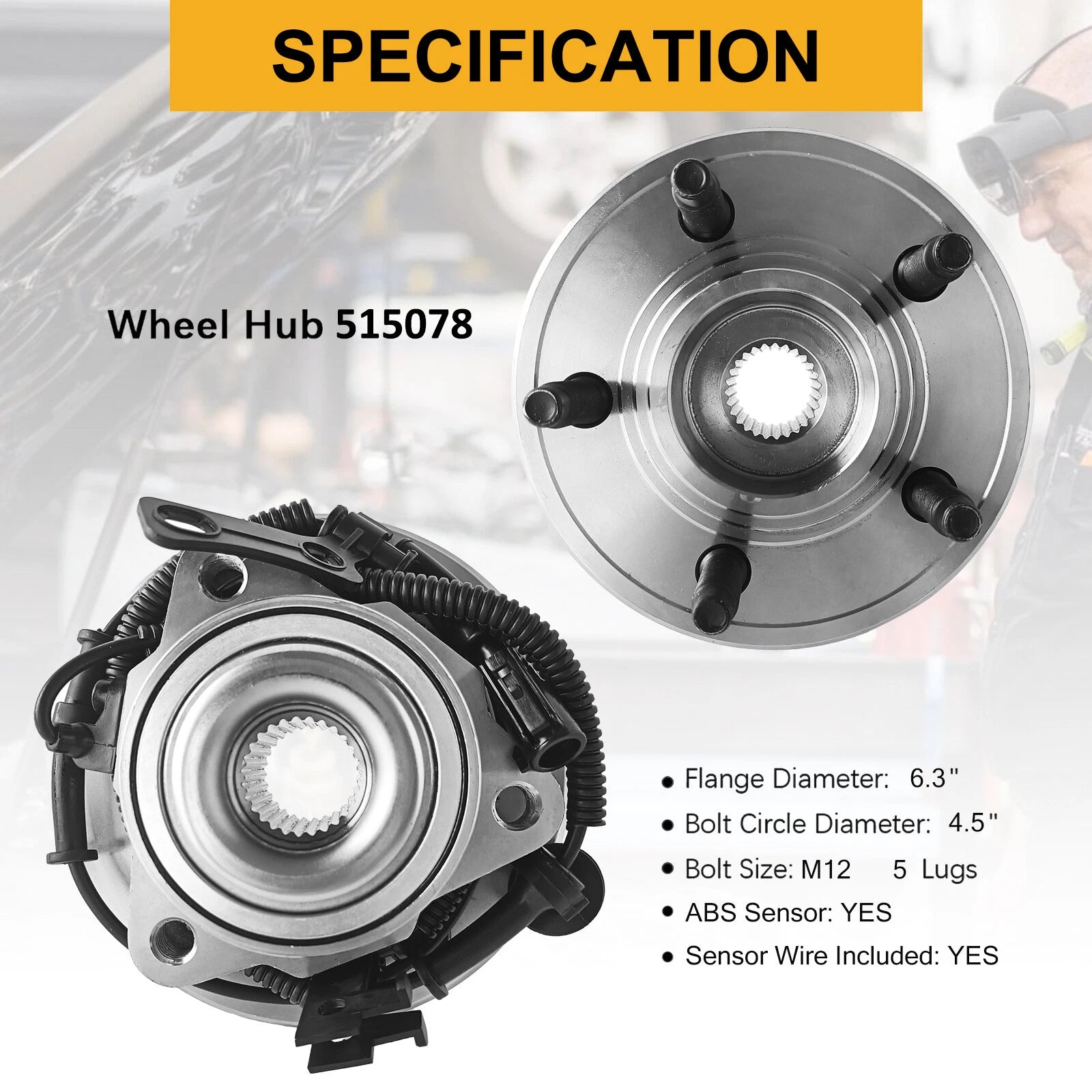 Front Wheel Hub Bearing 515078 for Ford Explorer Mercury Mountaineer (2006–2010)