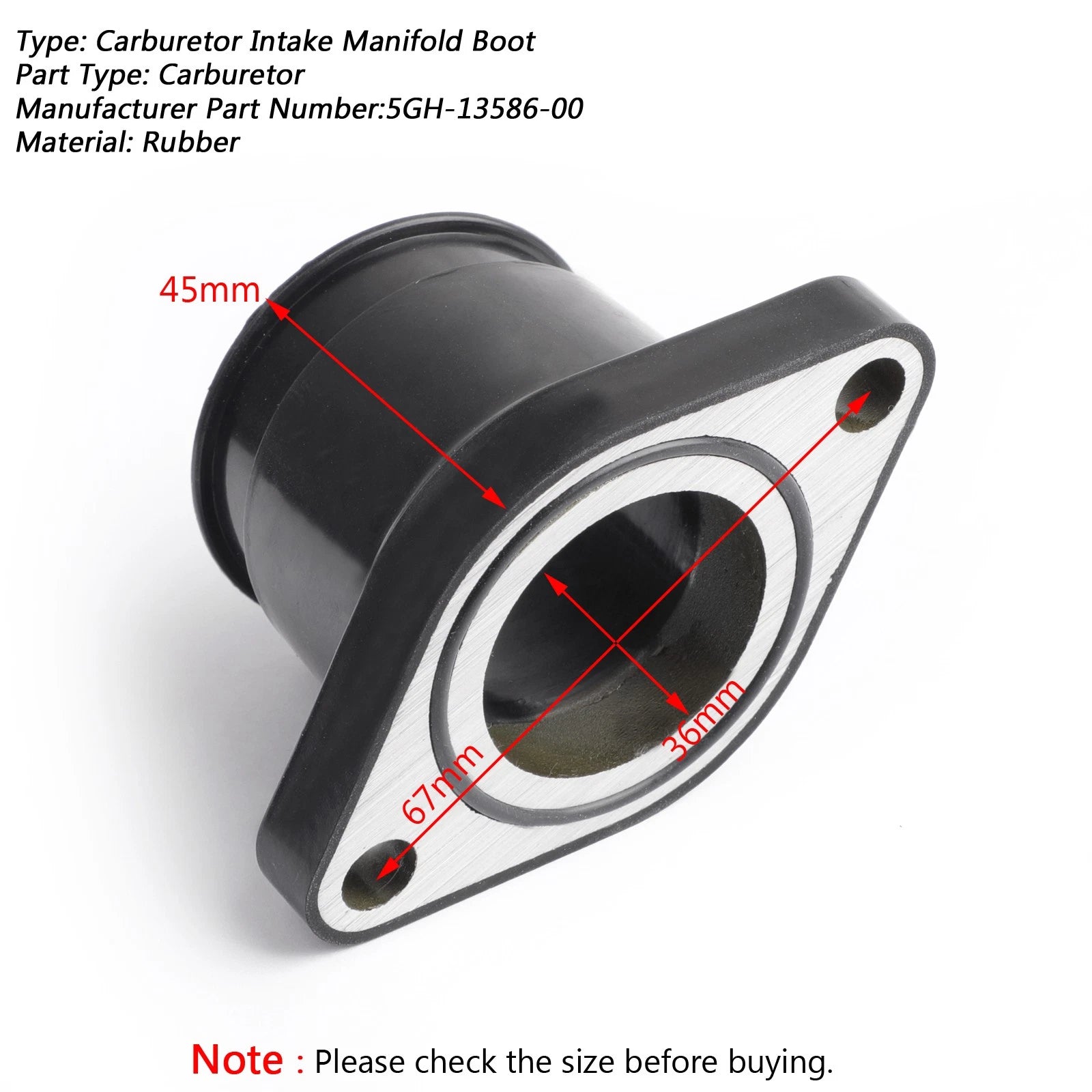 Carburetor Intake Boot for Yamaha Wolverine Grizzly Kodiak (400 450) 5GH-13586-00
