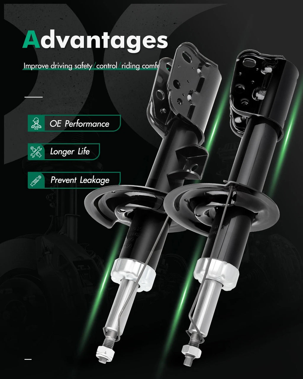 Set of 2 Front Shocks Struts for Chevrolet Equinox (2007–2017) & Saturn Vue (2008–2010)