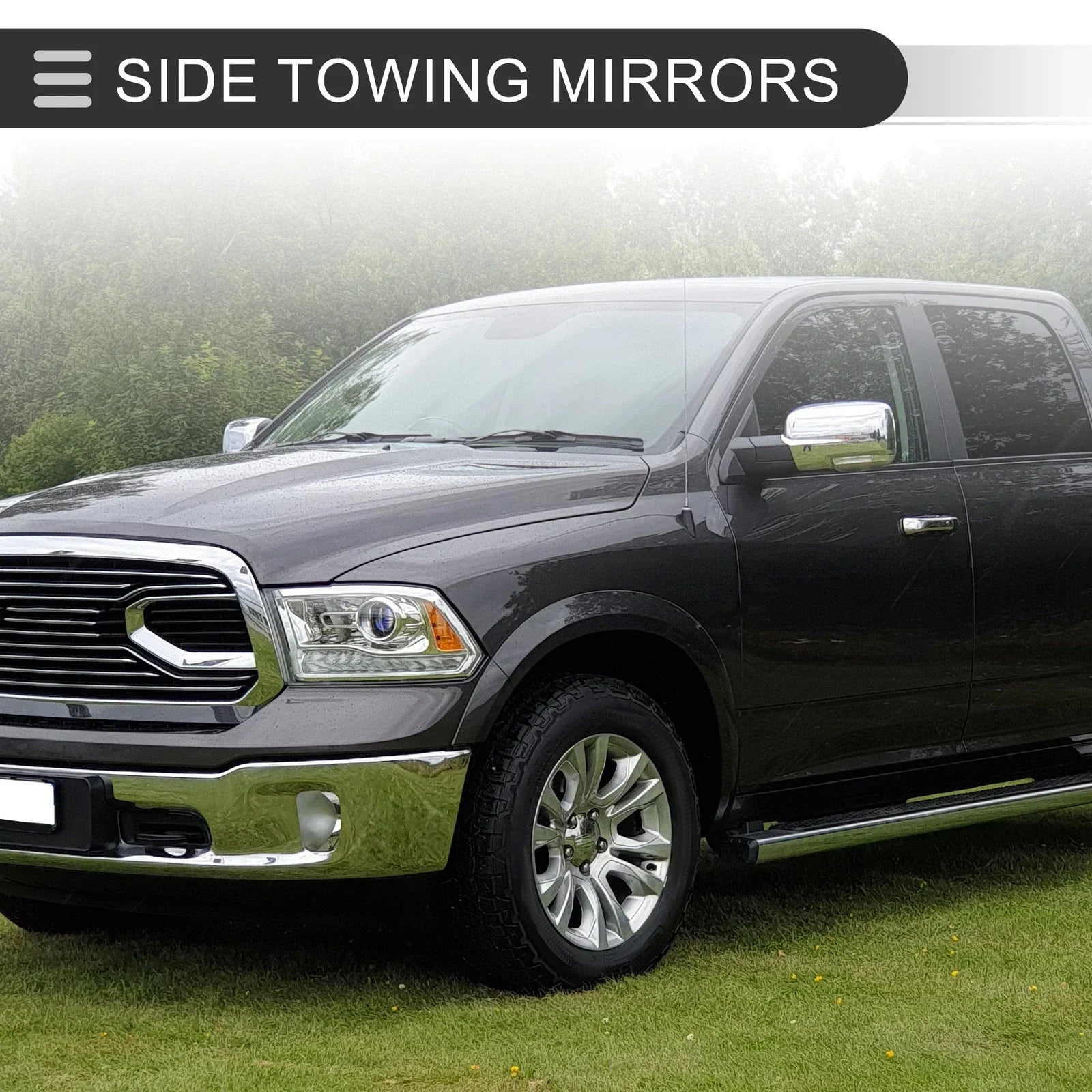 Tow Mirrors for Dodge Ram 1500 2500 2009-2018 with Lights - Silver Tone 2 x