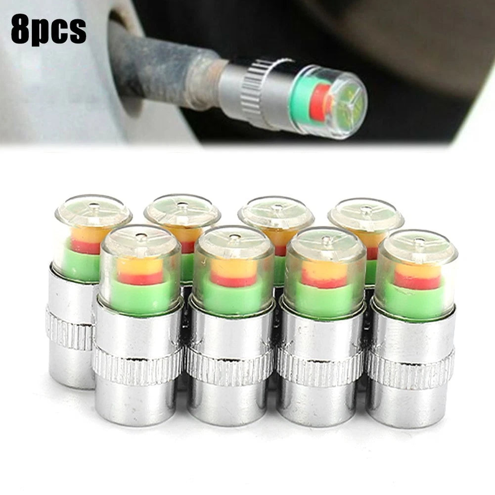 8Pc Tire Pressure Monitor Valve Cap with Sensor Indicator for
