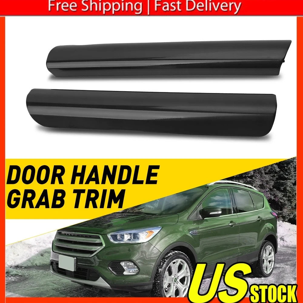 Set of 2 Front Door Handle Trim Molding for Ford Escape (2013â2019) Black