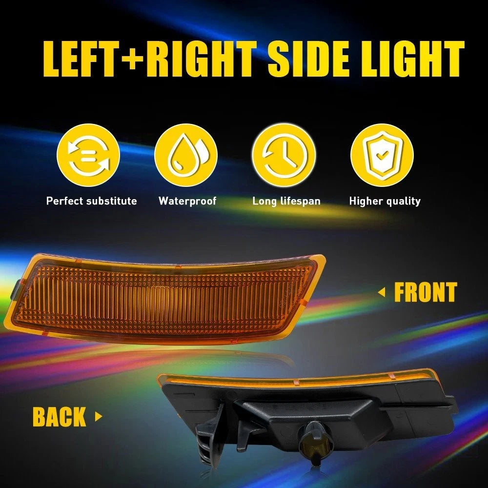 2Pcs Amber Bumper Side Marker Light Housings for Volkswagen Beetle (2012–2019)