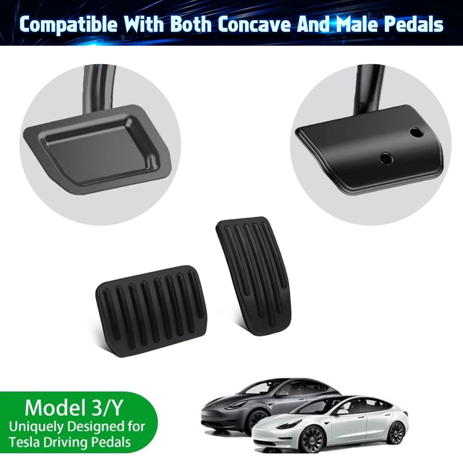 Accelerator Brake Foot Pedal Pads Covers Non-Slip for Tesla Model 3/Y (2017-2024)