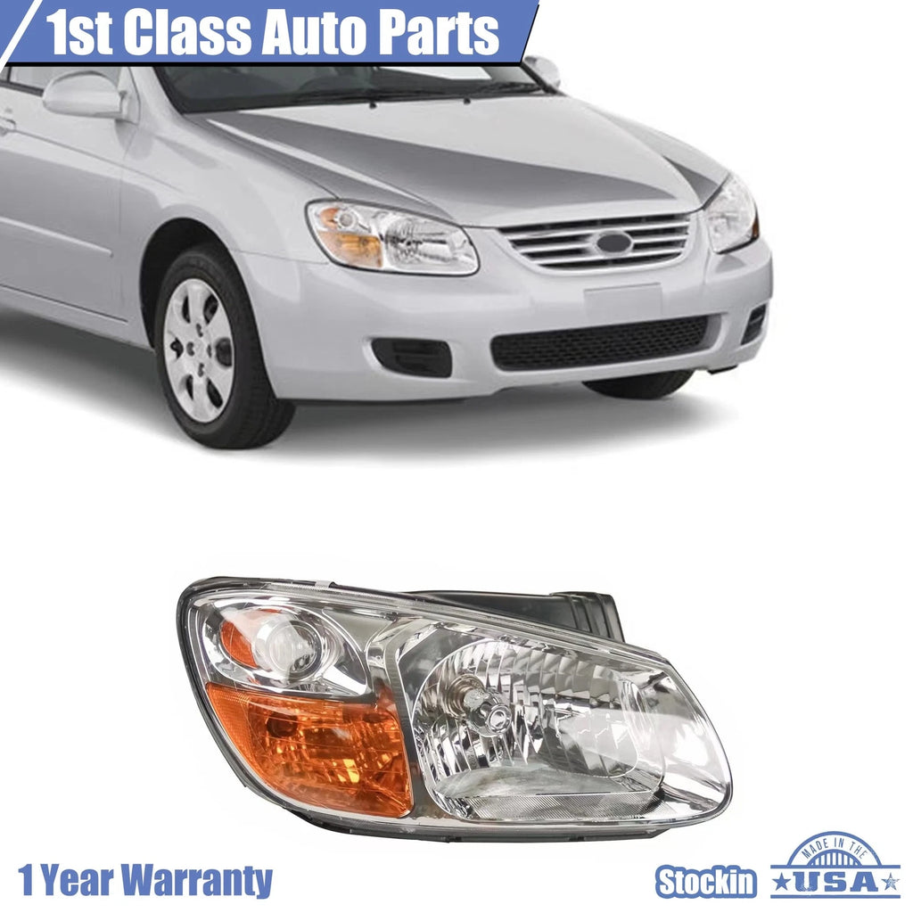 Headlight Assembly for Kia Spectra (2007–2009) Right Clear Lens Halogen