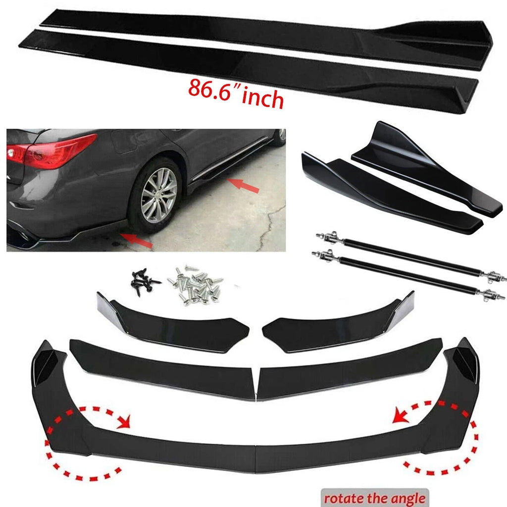 Gloss Black Body Kit: Front Bumper Spoiler + Side Skirt + Rear Lip for Infiniti Q50 (2014–2020)