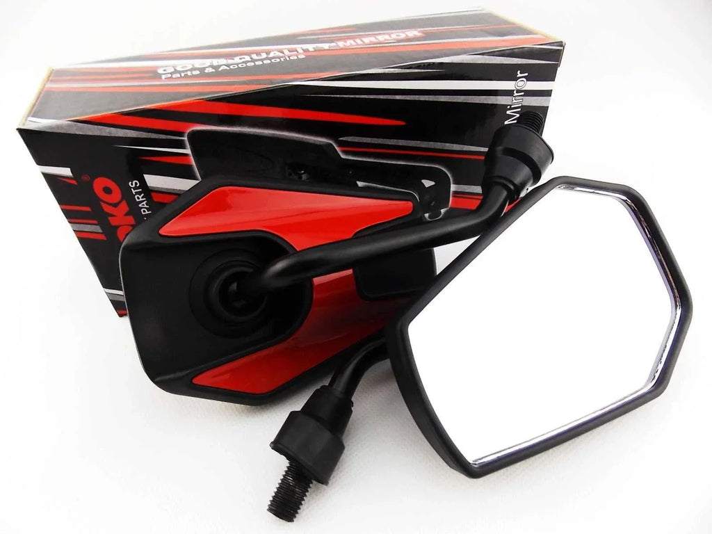 Black Red Hex Soko Mirrors for Yamaha WR125 (2000-2015)