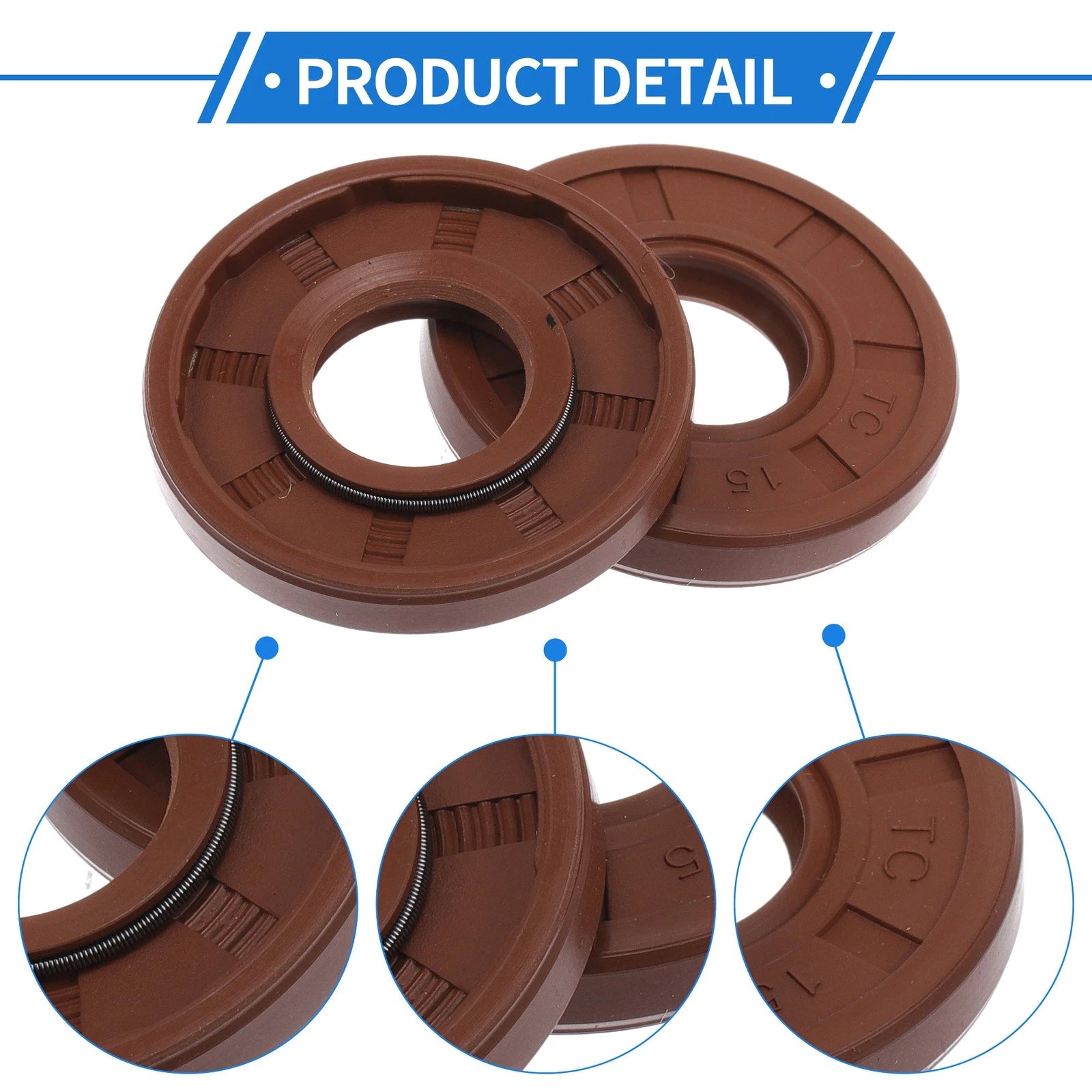 2X Oil Seal Rotary Shaft Seal for Various Models (15x35x5mm) FKM Rubber