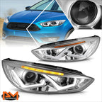 Dual LED DRL + Amber Signal Projector Headlight/Lamp for Ford Focus (2015–2018)