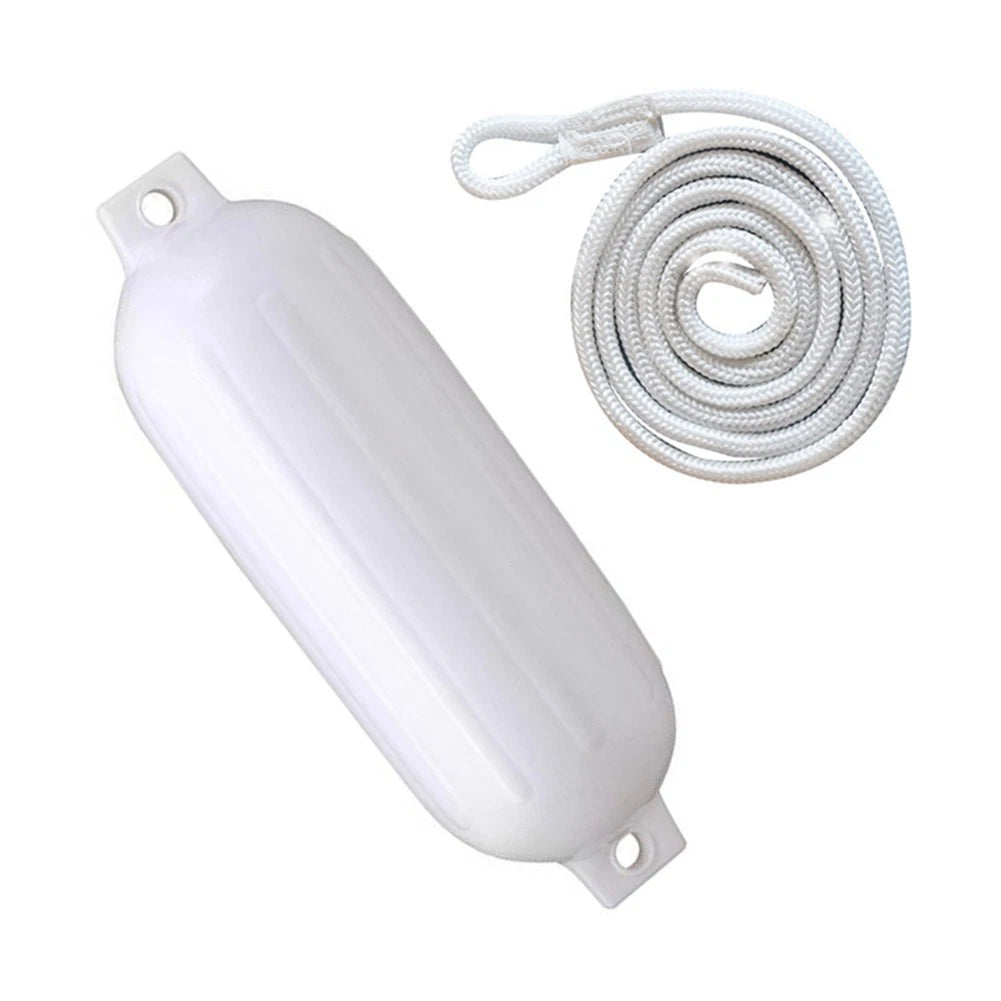 Set of 4 Inflatable Boat Fenders 5x16in with 4 Ropes for Canoes/Kayaks