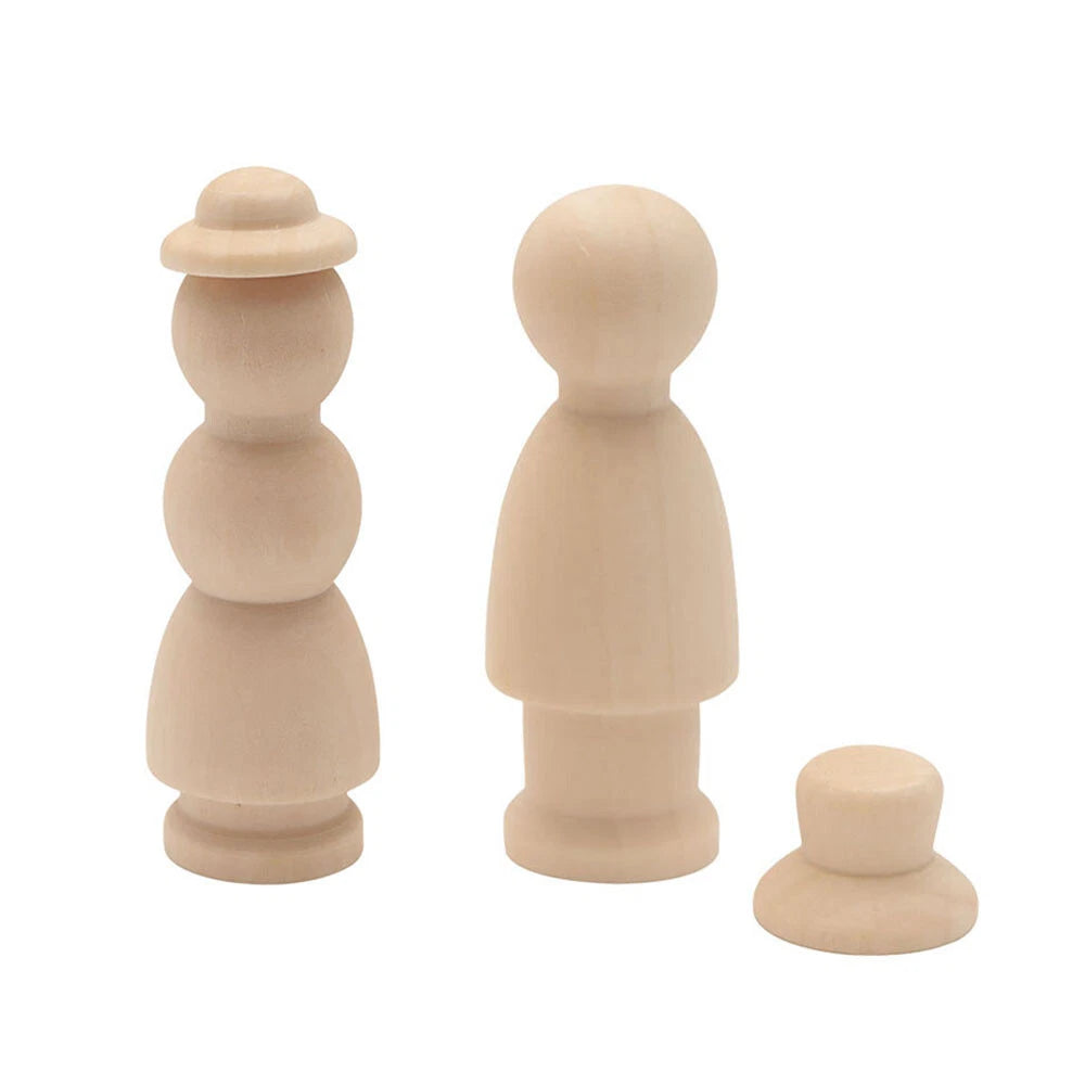 5pcs Wooden Peg Dolls for DIY Craft Wedding Ornament Cake Topper