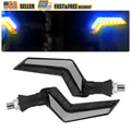 2X Universal Black LED Blinker Turn Signals for Motorcycle (Amber + Blue)