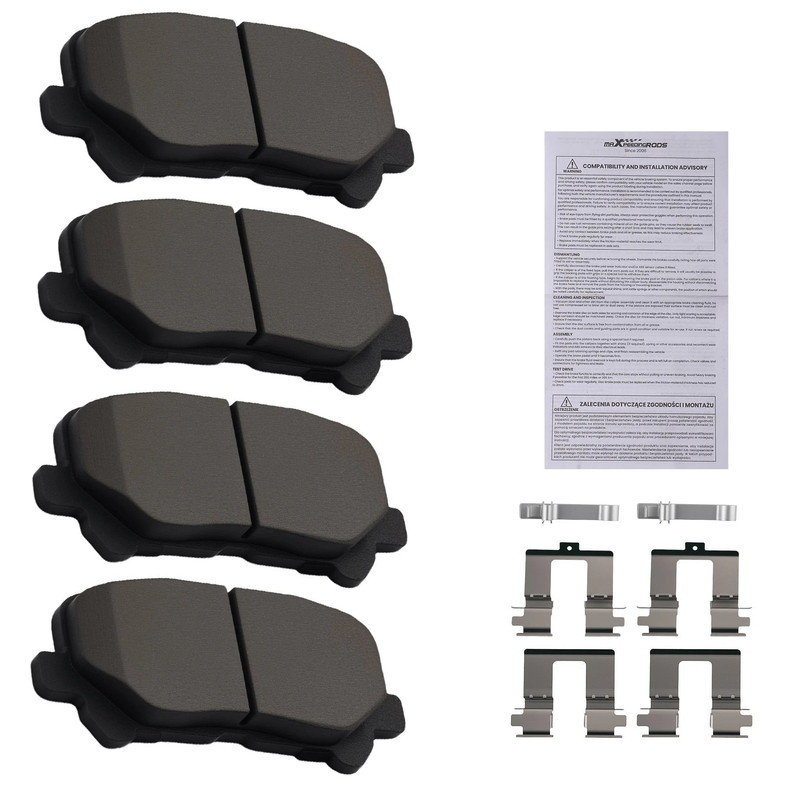 Set of 4 Rear Ceramic Brake Pads for Acura MDX (2007–2013), ZDX (2010–2013) D1281