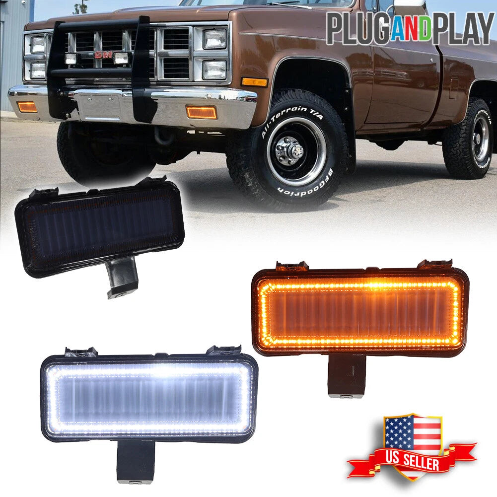 Smoke Switchback LED Park Turn Signal Lights for Chevy GMC PU Blazer Jimmy (1981–1982)