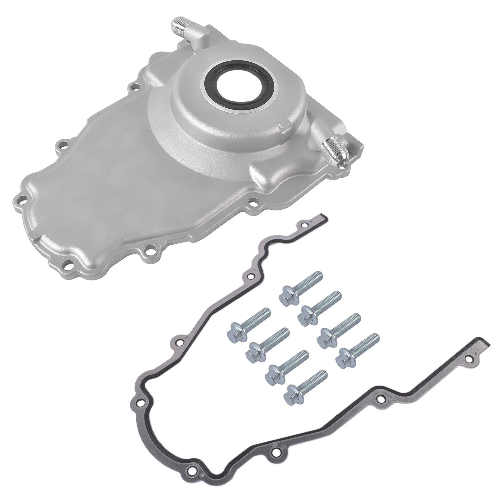 Timing Cover with 10AN Turbo Oil Drain Fittings for GM Gen III LS (1997–2009)