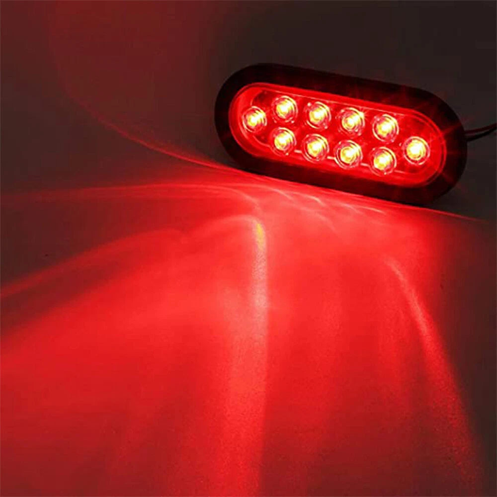 2X 6 Inch Red LED Rear Tail Lights for Truck Trailer