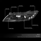 Projector Headlight Lamp for Kia Optima (2011–2013) - Black Housing, Clear Lens
