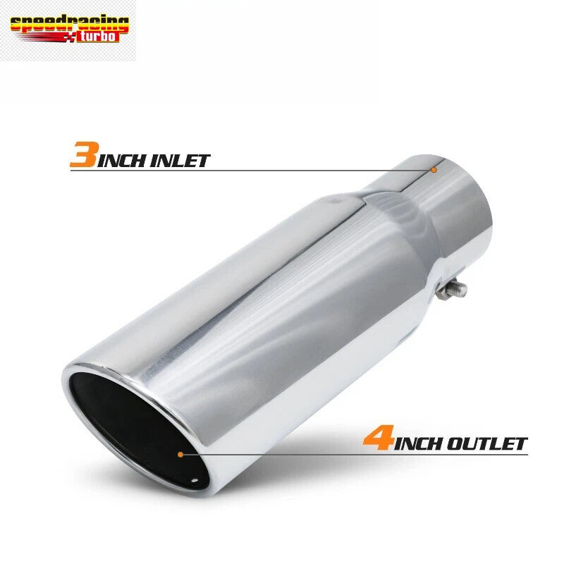 3" Inlet 4" Outlet Muffler with Chrome Tip for Universal Fit (2000–2023)