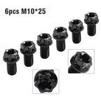 Set of 6 Titanium M10x25mm Torx Head Flange Screws for Motorcycle