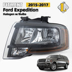 Halogen Headlight for Ford Expedition (2015–2017) w/ Bulb Reflector Black Left