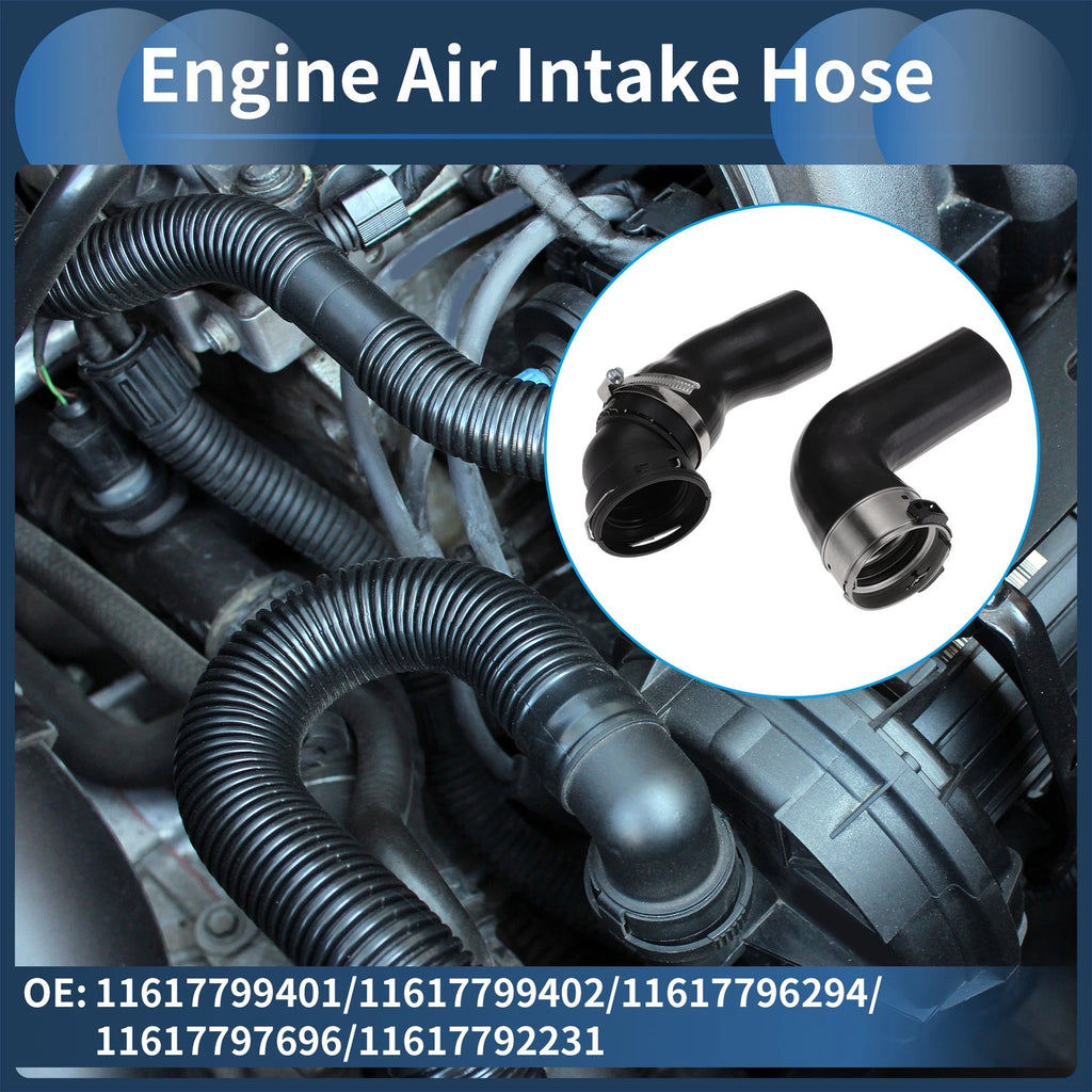 Set of 2 Engine Air Intake Hoses for BMW 5 Series E60 525d (2005–2010) 11617799401 Rubber