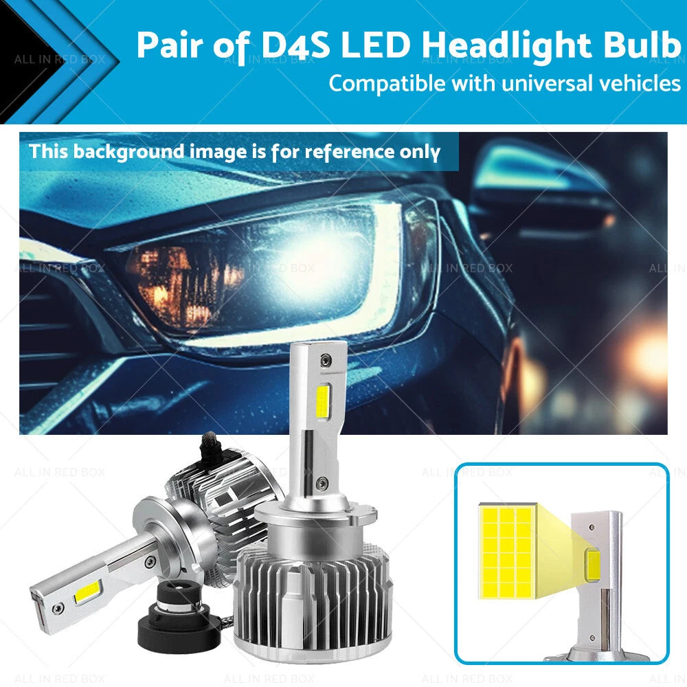 2X D4S D4R LED Headlight Bulb for HID Xenon (180W, 6000K)