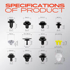 115 Pcs Push-Type Bumper Fender Retainer Clips for Subaru Outback