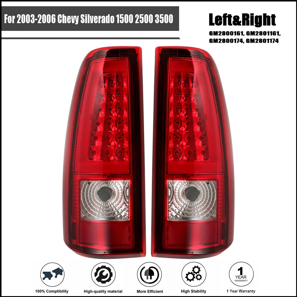Set of 2 LED Tail Lights for Chevy Silverado 1500 2500 3500 (2003–2006)