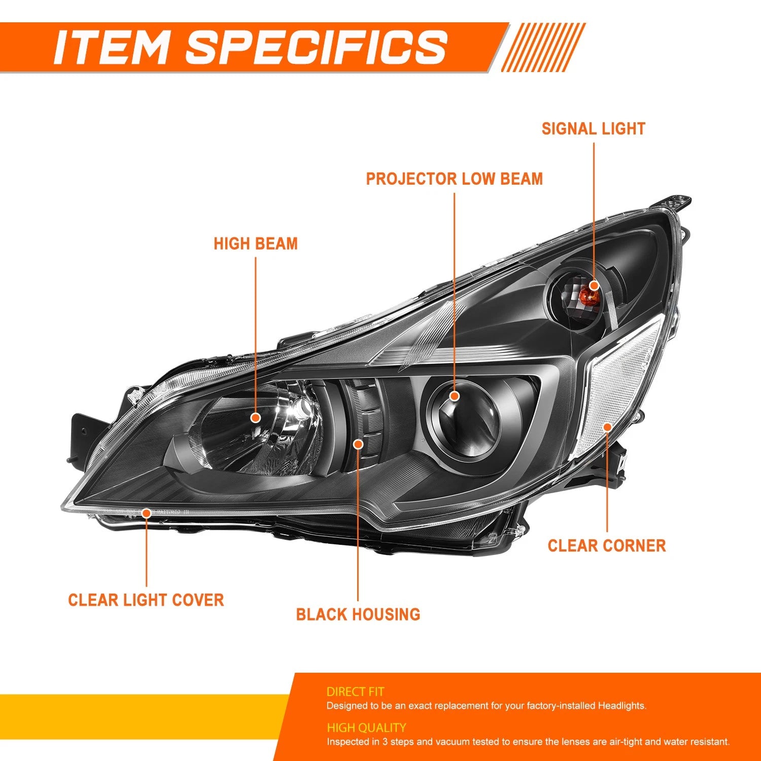 Projector Headlights for Subaru Outback/Legacy (2010–2014) Black Housing