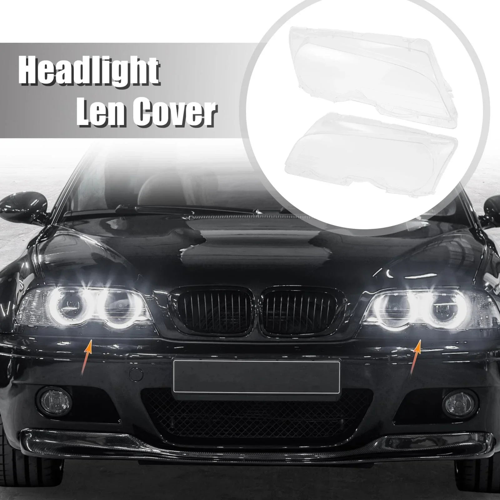 1 Pair Car Front Headlight Lens Cover for BMW E46 (1998-2002)