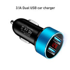 Dual USB 3.1A Car Phone Charger with LED Voltmeter for Universal Vehicles (12V/24V)
