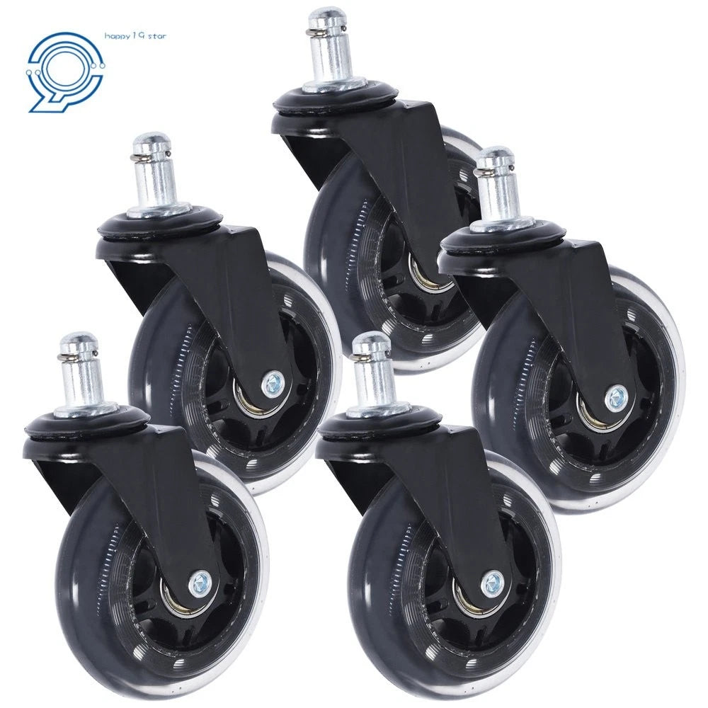 Set of 5 Rubber Swivel Wheels for Office Chair