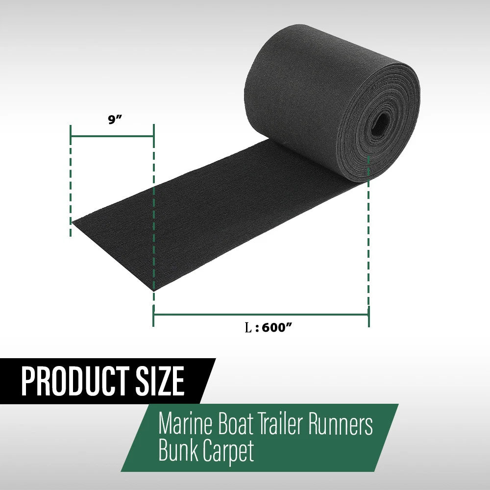 Ribbed Bunk Carpet for Marine Boat Trailer (9" x 50') - Black