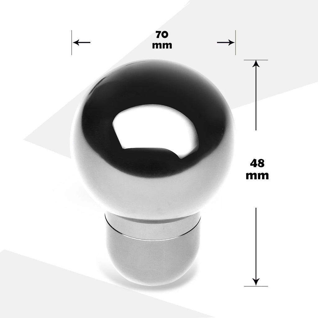 Aluminum Round Ball Style Shift Knob for MT Manual Transmission (70mm, Chrome)