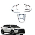 3 x Steering Wheel Frame Cover Trim for Toyota Corolla (2019-2022) Matte Silver