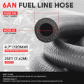 25FT Nitrile Rubber EFI Fuel Line Braided Hose 1/4" 5/16" 3/8"