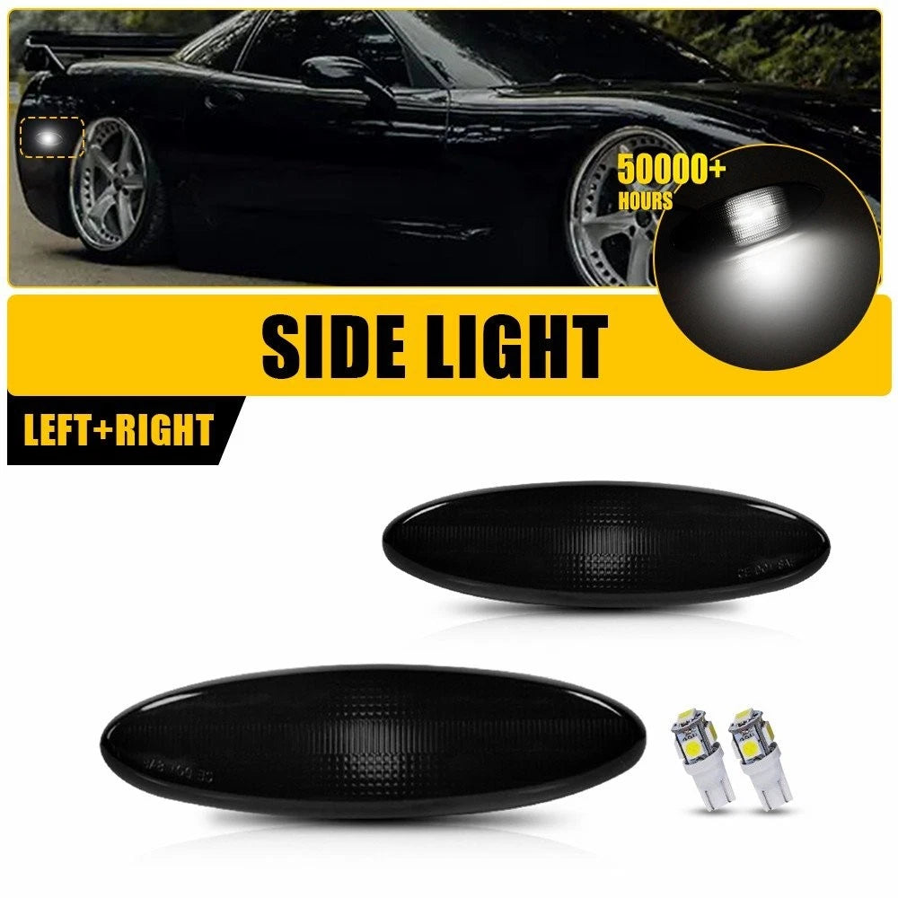 2X Smoked Front Side Light Housings for Chevy Corvette C5 (1997–2004) T10 Bulb V