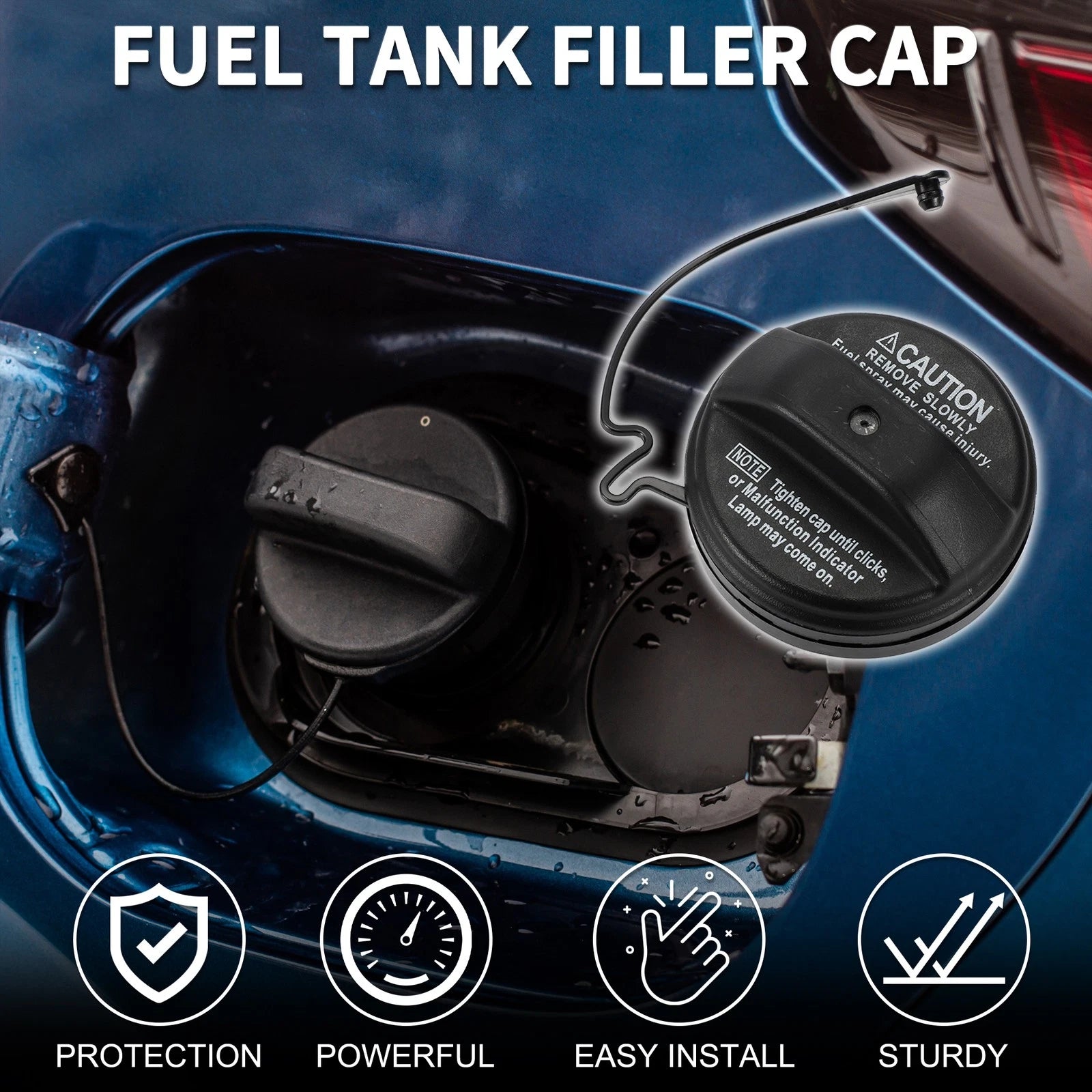 Gas Fuel Cap No. 7730033070 for Toyota 4Runner (2003–2009) Black White