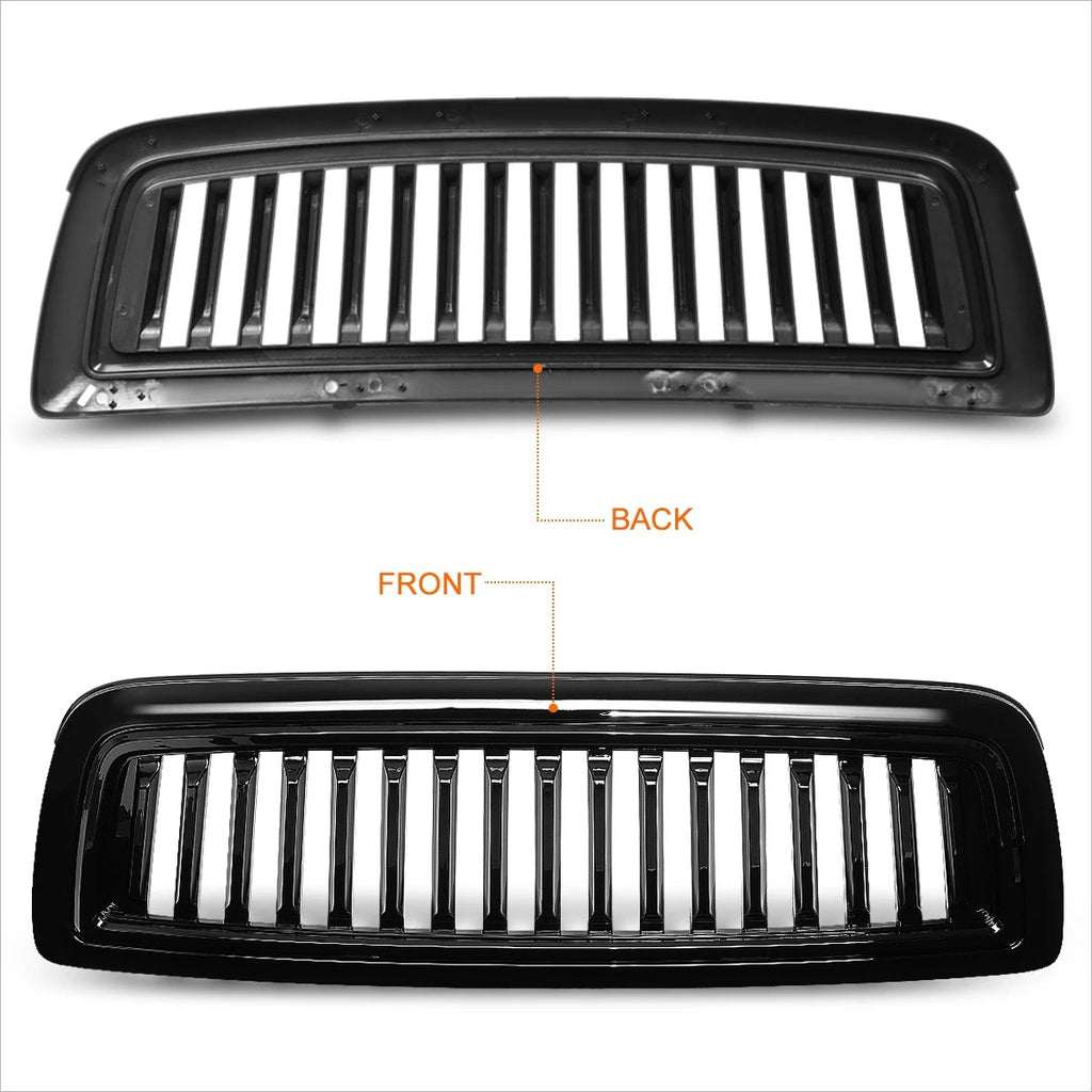 Glossy Vertical Fence ABS Front Bumper Hood Grill Frame for Dodge Ram 1500 (2009–2012)
