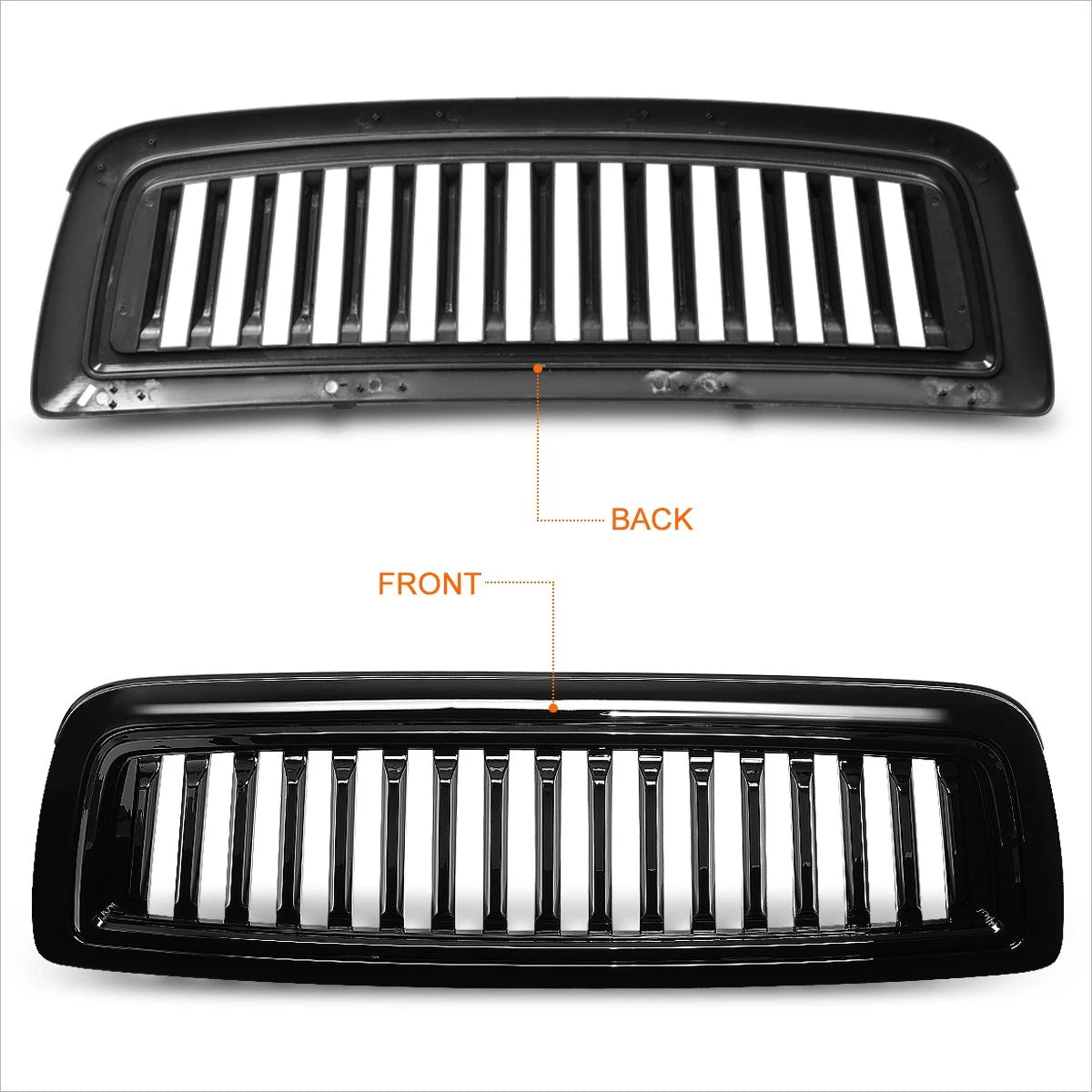 Glossy Vertical Fence ABS Front Bumper Hood Grill Frame for Dodge Ram 1500 (2009–2012)