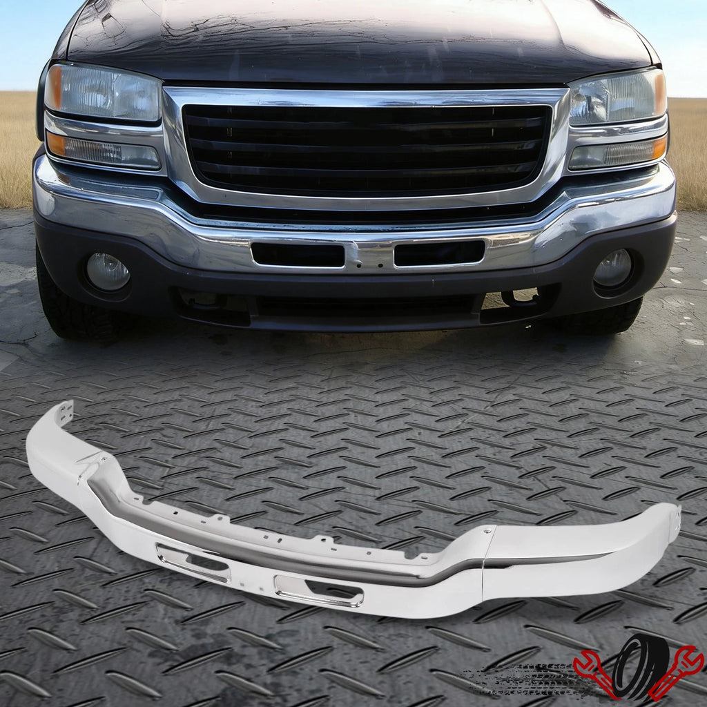 Front Bumper Impact Bar for GMC Sierra 1500 2500 HD (2003–2007) w/Fog Light Hole