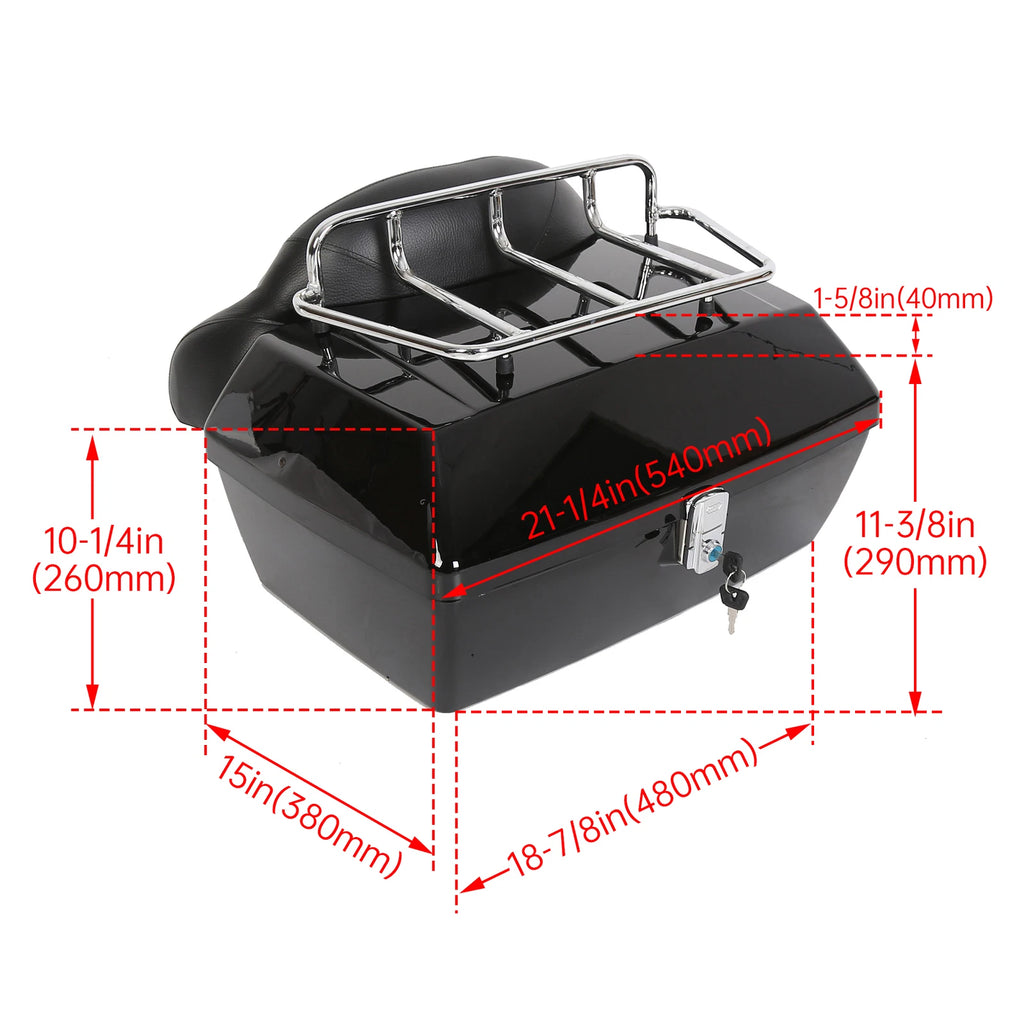 50L Universal Black Motorcycle Tail Box for Harley Honda