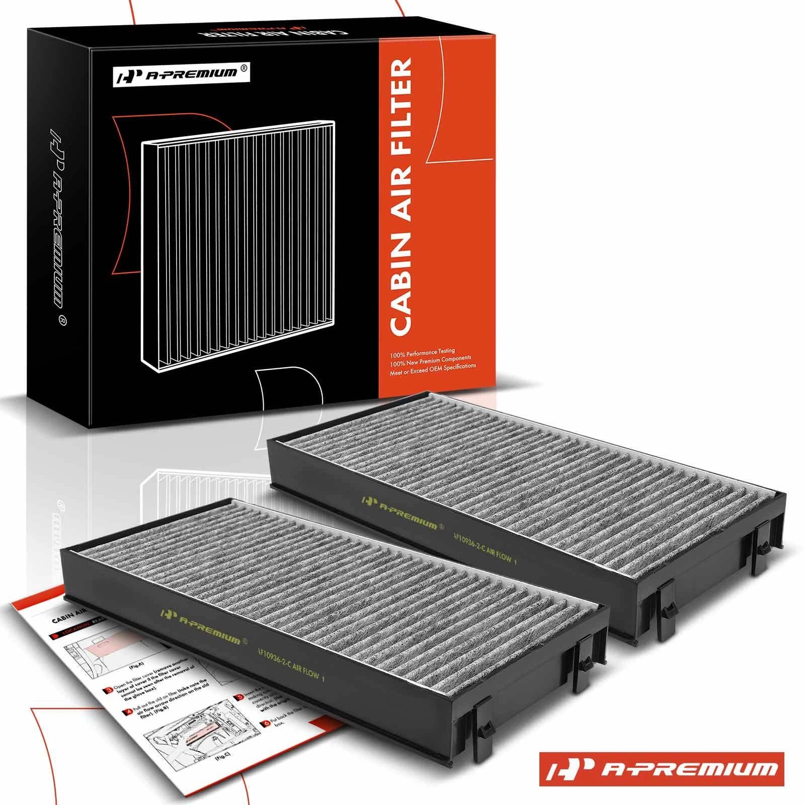 2X Activated Carbon Cabin Air Filter for BMW X5 X6 (2007–2019)