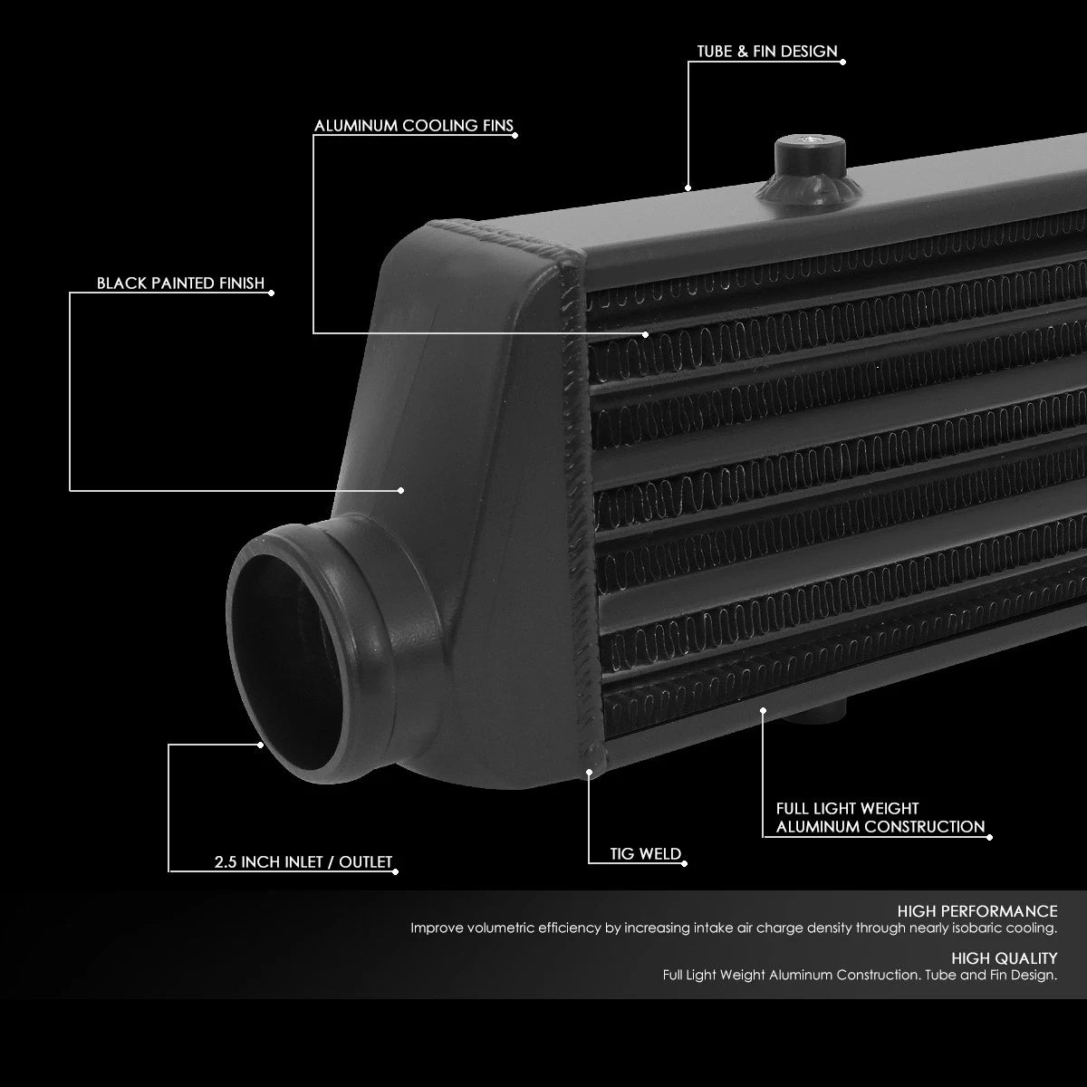 Full Aluminum Turbo Intercooler for - 27.25"x7"x2.75"
