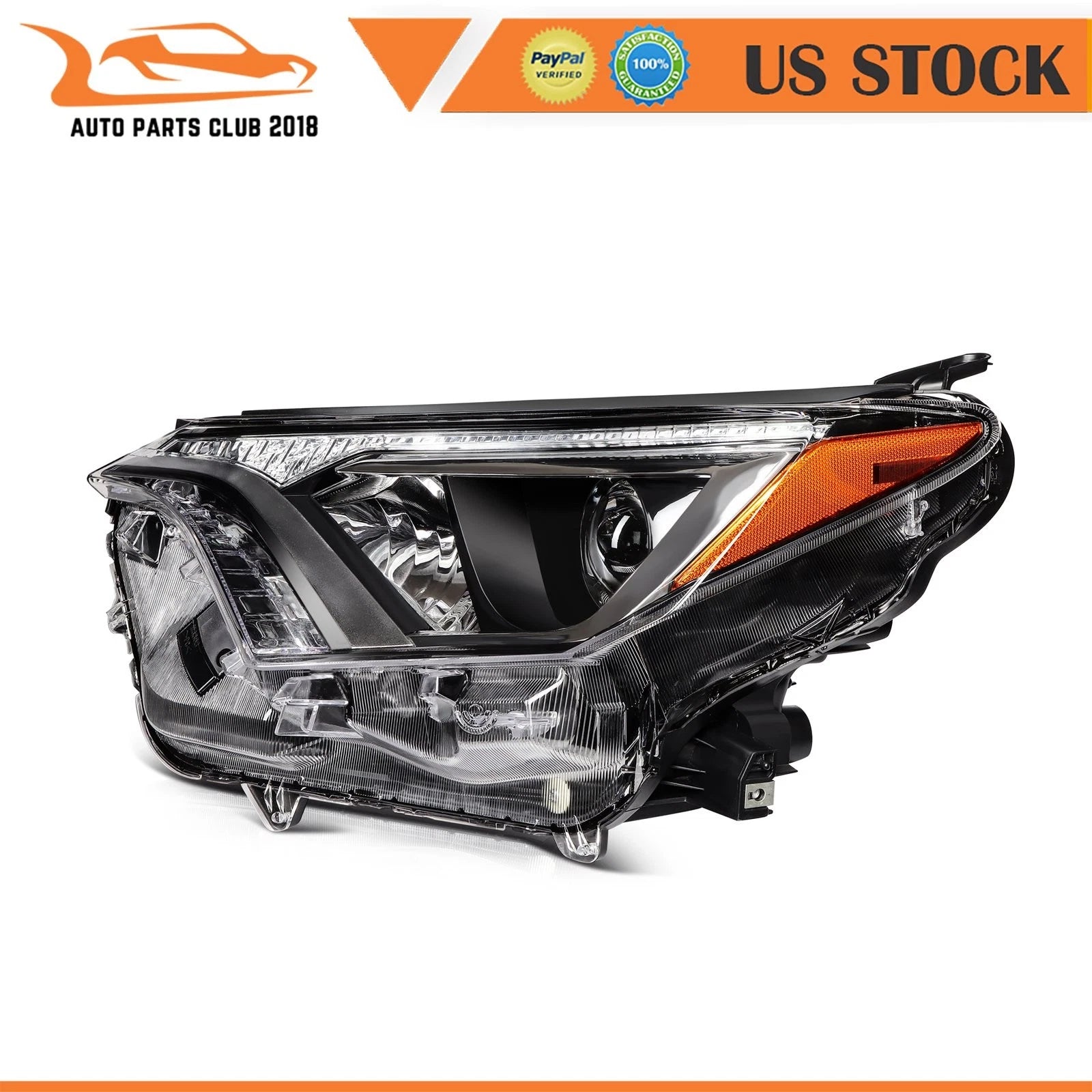 Headlight Assembly for Toyota RAV4 (2016–2018) Left Driver Side, Black Housing